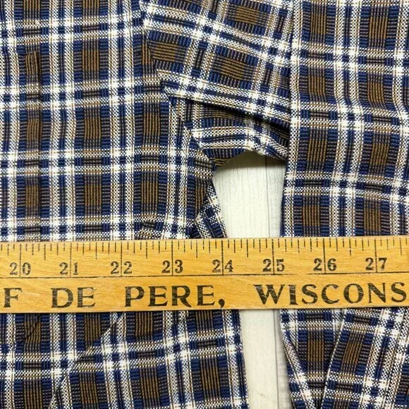 ✅ Mens L Savane Plaid Button-Up Shirt Process 2000 No Wrinkle Long Sleeve - Picture 4 of 9
